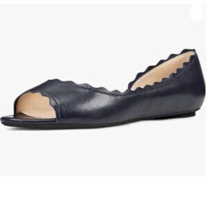 XYD Black Open Peep Toe Wave Ballet Flats D'Orsay Slip On Loafers Dress Shoes